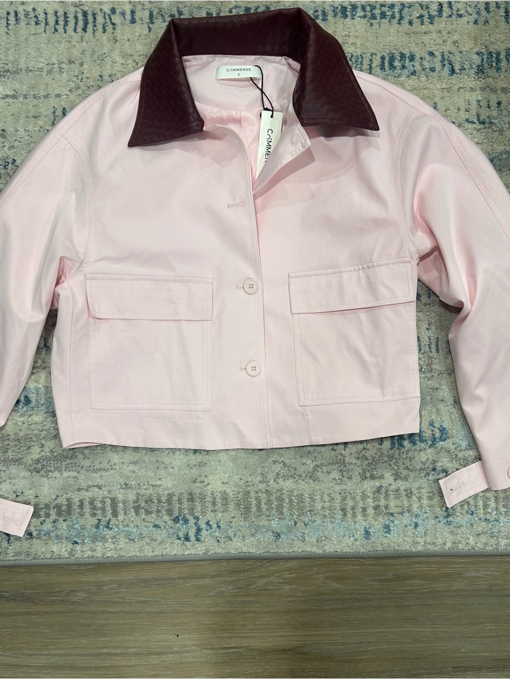 Commense PU Collar Cropped Jacket - Picture 5 of 6